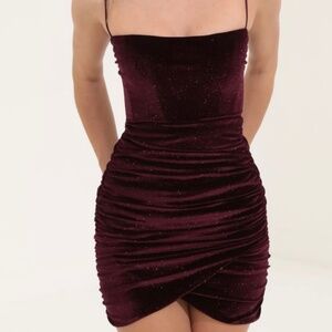 Lucy In The Sky Velvet Glitter Dress, Deep Red, Size: XS, Good condition